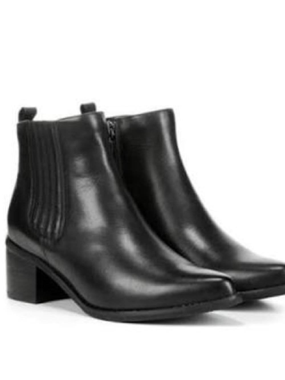 Blondo Black Leather Ankle Booties with Low Block Heel